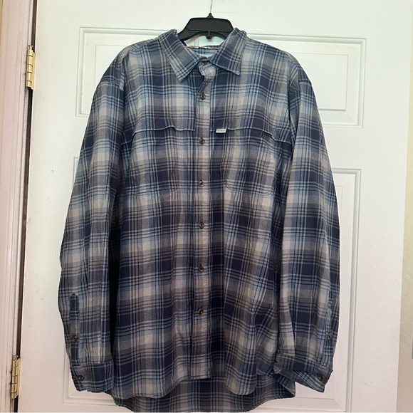 Carhartt Men’s Relaxed Fit Blue Gray Long Sleeve Plaid Button Down Shirt 2XL XXL - Picture 4 of 8